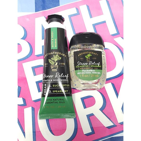 BBW STRESS RELIEF Eucalyptus & Spearmint Hand Cream & PocketBac Refill - Picture 1 of 2
